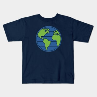 Earth Day Globe Planet Green Blue Outline Kids T-Shirt